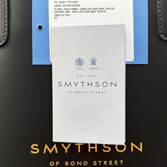 Smythson Pavilion Kingly Tote Bag in Black Leather - Picture 2 of 8